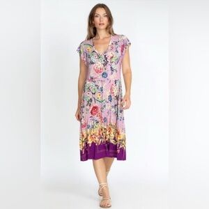 Johnny Was Topiary Tiered Tea Length Dress